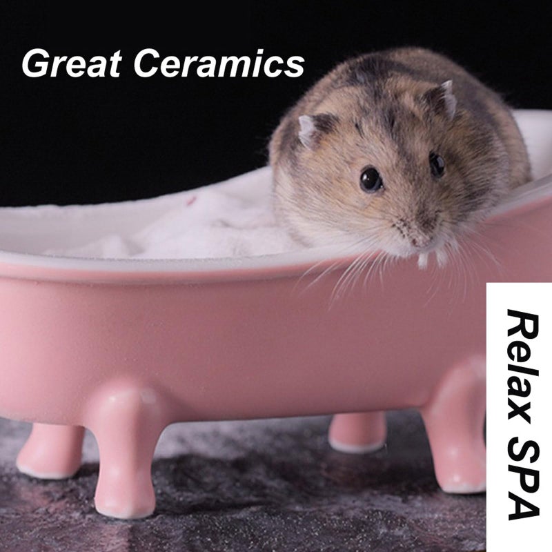 KnocKconK Cute Hamster Bed, Small Animal Ice Bathtub, Sand Bath Container Accessories Cage Toys, Ceramic Relax Habitat House, Sleep Pad Nest for Hamster, Food Bowl for Guinea Pigs/Squirrel/Chinchilla - Image 2